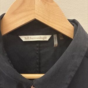 Soft Surroundings Shirt Women M Button Up 100% Silk Quiet Luxury Capsule Office
